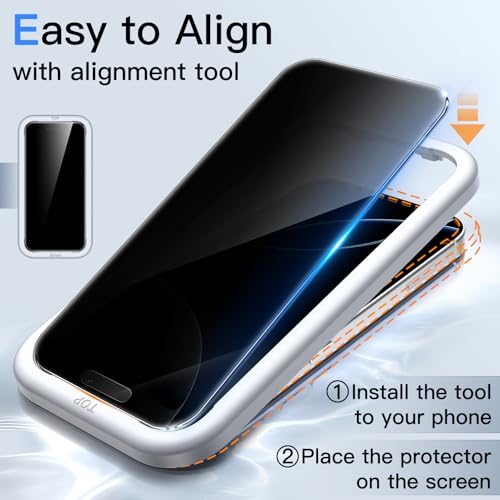 JETech 360° Privacy Screen Protector for iPhone 17 Pro, 2-Pack - size: iPhone 17 Pro