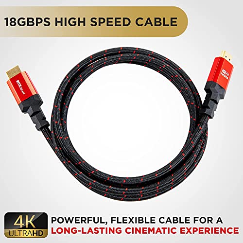 Ritz Gear 4K HDMI 2.0 Cable 2 ft. [10 Pack] 18 Gbps Ultra High Speed Braided Nylon Cord & Gold Connectors - 4K@60Hz/UHD/3D/2160p/1080p/ARC & Ethernet. Compatible with UHD TV/Monitor/PC/PS5/Xbox