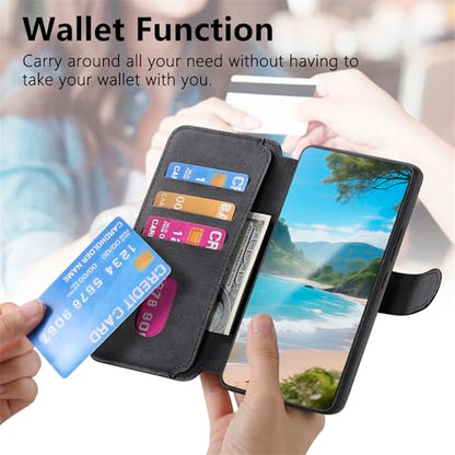 2 in 1 Wallet Case for Google Pixel 10a CMG Black | PU Leather Magnetic Flip Folio Case with RFID Blocking Card Holder, Credit Card Slots Kickstand, Shockproof Protective Cover - color: Black, size: Google Pixel 10a