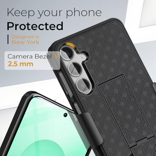 MOTIVE for Samsung Galaxy s25 Plus Case with Belt Clip, Kickstand | 6.7" | Ranger v1 Series, Black, 360° holster, open-top/bottom port access, grip, slim - size: s25 Plus