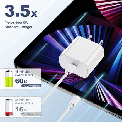 Susnwere iPhone 15 Charger with 10 Ft USB C Cable, 20W Fast Charger for iPhone 15/15 Pro Max, iPad Pro 12.9/11 inch, iPad Air - color: White, size: 10FT