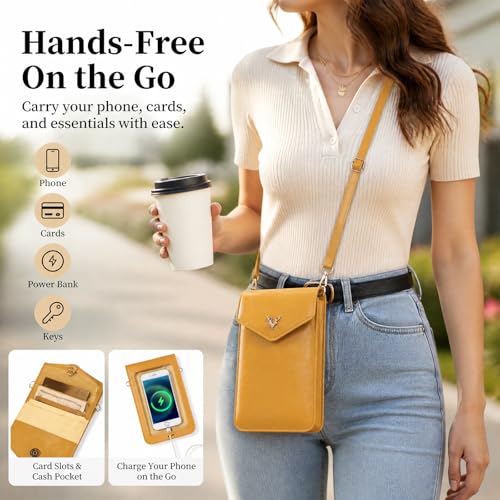 honitty Cell Phone Purse, Touchscreen Phone Crossbody Bag, Waterproof Leather Anti-Theft Wallet for Women, Perfect for Travel - color: Red