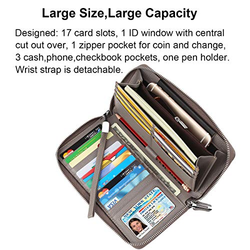 Small Compact Women Wallet RFID Blocking Genuine Leather Bifold Purse with ID Windows - color: 1- Pebbled Gray, size: One Size
