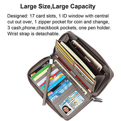 Small Compact Women Wallet RFID Blocking Genuine Leather Bifold Purse with ID Windows - color: 1- Pebbled Gray, size: One Size