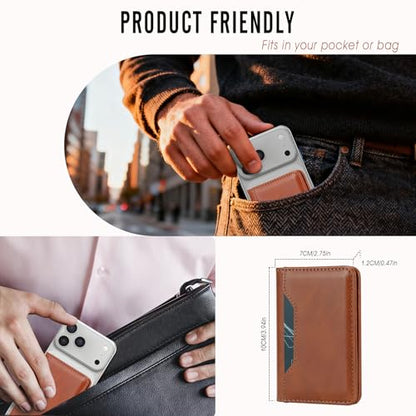 For MagSafe Wallet,Magnetic Card Holder RFID Blocking Wallet with 5 Card Slots & Cash Pocket For iPhone 17/16/ 15/14/ 13/12/ Pro/Max/Plus/Air Brown - color: Brown