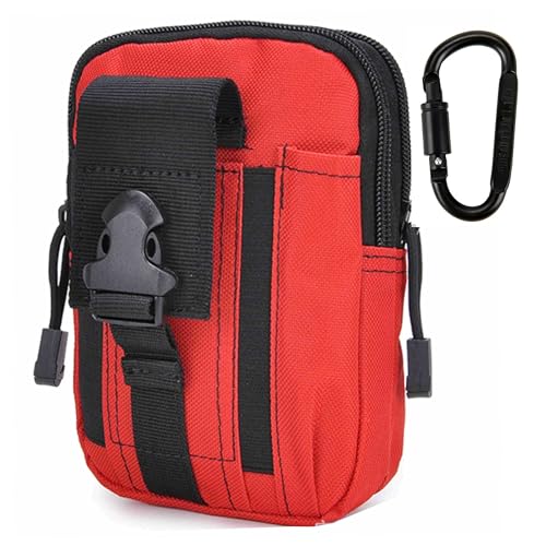 Tactical Waist Pouch EDC Molle Waist Bag Belt Phone Pouch Holster Purse Carrying Pouch for Smartphone, Tools - color: Red