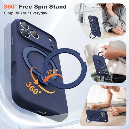 Case for iPhone 17 Pro Max with 360°Spin Stand,6.9" Dark Blue | Magnetic 360°Spin Stand,Compatible with Mag-Safe,Soft Silicone 17 Pro Max Case - color: Dark Blue, size: Iphone 17 Pro Max