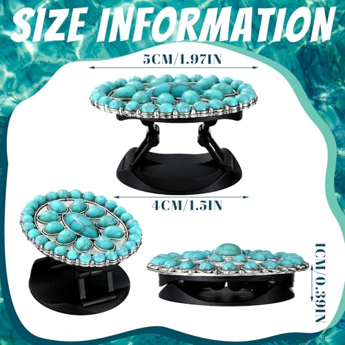 Zonon 4 Pieces Turquoise Western Phone Grip Charm Teardrop Flower for Holder Ring Expandable Collapsible Phone Stand for Smartphones and Tablets(Classic Style)