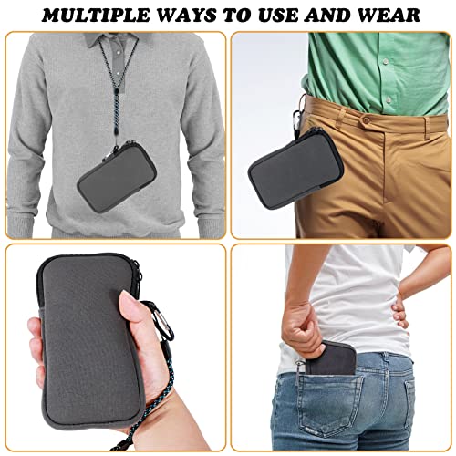Pwsap Phone Sock, Universal Shock & Impact Resistant Neoprene Pouch with Carabiner and Lanyard Strap Sleeve Case for Hiking & Travelling Phone Bag Fits Phones up to 7 Inches, Gray, M - color: Gray, size: M