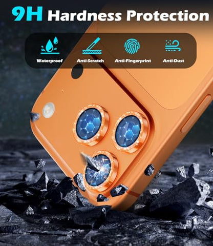 imluckies Camera Lens Protector for iPhone 17 Pro/iPhone 17 Pro Max - color: Bling Orange