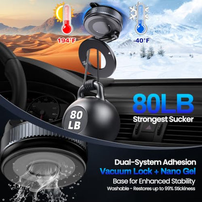 Jikasho Magnetic Phone Holder for Car, Suction Cup Phone Mount for Magsafe - color: Silver Black