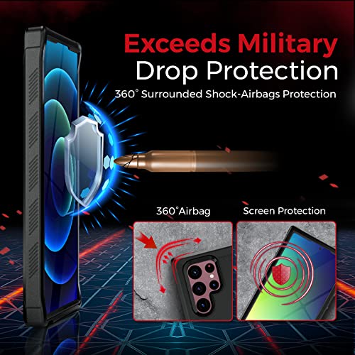 MOTIVE Heavy Duty Case for Samsung Galaxy s22 Ultra, Belt Clip | 6.7" | Bunker Series, Military Grade Multi-Layer Protection, PC/TPU Build, Sealed Port Cover, 20 ft Drop tested - size: S22 Ultra