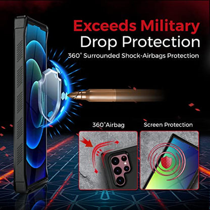 MOTIVE Heavy Duty Case for Samsung Galaxy s22 Ultra, Belt Clip | 6.7" | Bunker Series, Military Grade Multi-Layer Protection, PC/TPU Build, Sealed Port Cover, 20 ft Drop tested - size: S22 Ultra