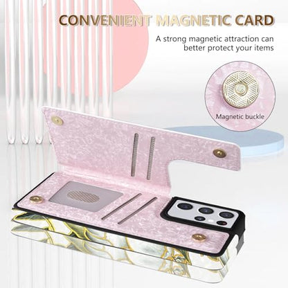 NNH Compatible with Samsung Galaxy S21 Ultra Wallet Case with RFID Blocking Card Slots Flip PU Leather Kickstand Double Magnetic Clasp Design Cover for Galaxy S21 Ultra(6.8 inch-Magnolia Flowers) - color: Magnolia Flowers, size: Galaxy S21 Ultra 6.8 inch