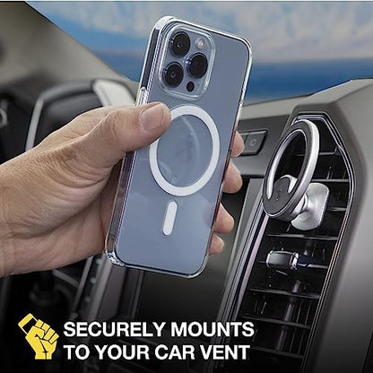 Scosche MagicMount MEMSV Elite2 Magnetic Phone Mount for Car Vent, MagSafe Phone Holder with 360° Adjustable Magnet Head, iPhone Compatible Cell Phone Stand 17/16/15/14/13/12 & MagSafe Case, Silver - style: MagSafe Vent