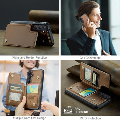 Kowauri for Samsung Galaxy S26 Case, PU Leather Wallet Case for Women Men with RFID Blocking Card Holder Slot Magnetic Closure Shockproof Protective Phone Cover for Samsung Galaxy S26 (Brown) - color: Brown