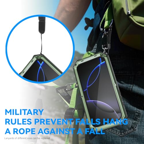 Simicoo Military Metal Heavy Duty Case Compatible with iPhone 17 Pro, Drop Protection Rugged Defender Metal Bumper Screws Phone Cover with Stand Gorilla Glass Camera Cover Full Body Dustproof Green - color: Green, size: iPhone 17 Pro