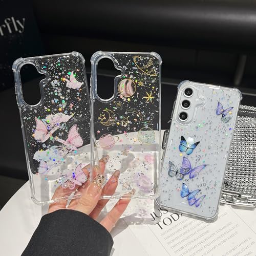 for Samsung Galaxy S26 Case, Bling Shockproof Cute Clear Butterfly Women Girly Flexible TPU Stars Sparkle Glitter Anti-Scratch Protective Phone Cover for Samsung Galaxy S26, Clear - size: for Samsung Galaxy S26