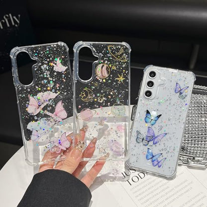 for Samsung Galaxy S26 Plus Case, Bling Shockproof Cute Clear Butterfly Women Girly Flexible TPU Stars Sparkle Glitter Anti-Scratch Protective Phone Cover for Samsung Galaxy S26 Plus, Clear - size: for Samsung Galaxy S26 Plus