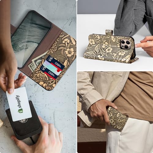 Genuine Leather Wallet Case for iPhone 16 Pro 6.3'' White | 2-in-1 Magnetic Detachable, Flip Folio Cover, Card Slots, RFID Blocking, Shockproof Protection - color: White, size: 16 Pro 6.3‘’