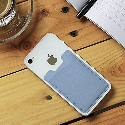 Puxnoin Leather Phone Stretchy Card Holder for Back of Phone, 2Pack Blue - color: Blue