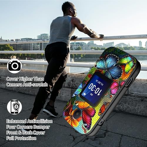 for Alcatel Go Flip 4 / TCL Flip Go/TCL Flip Pro Case with 1 X Screen Protection, Slim Hard Shell Cover Protection with Kickstand Full Body Shockproof Phone Case, Butterfly