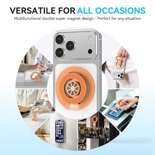 Magnetic Phone Ring Grip for MagSafe Compatible with iPhone 17/16(Orange) - color: Orange