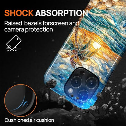 Case for iPhone 14 Pro, Dual Layer Phone Cover, Stained Glass Beach Palm - color: Stained Glass Beach Palm, size: Iphone 14 Pro
