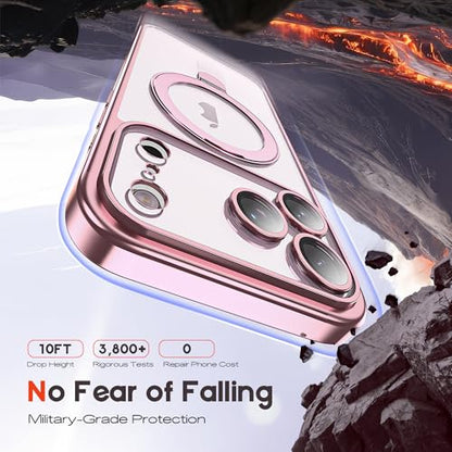 for Plating iPhone 17 Pro Case with Magnetic Stand,Rose Gold - color: Rose Gold, size: iPhone 17 Pro