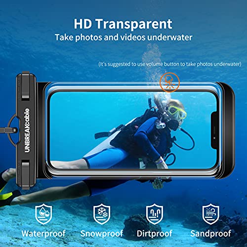 UNBREAKcable Waterproof Phone Pouch-2 Pack IPX8 Waterproof Phone Case for iPhone 17 16 15 14 13 12 Pro Max & Samsung S25 S24 S23-Dry Bag & Travel Essentials for Beach, Pool, Kayak & Cruise-7" Black - color: Black