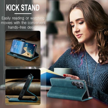 Compatible with Samsung Galaxy S26 Ultra Case with Card Holder, Kickstand Protective Flip Folio Leather Wallet Case for Galaxy S26 Ultra 5G 6.9 inch (Blue) - color: Blue, size: S26 Ultra 6.9 Inch