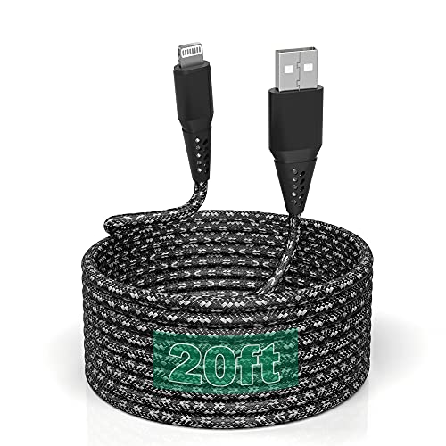 20FT iPhone Charger Cord, MFi Certified Lightning Cable, 2.4A Fast Charge - color: 20FT USB to Lightning Cable (Black)