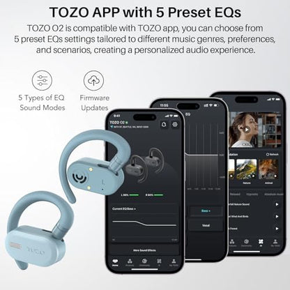 TOZO O2 Open Ear Wireless Earbuds,Multi-Angle Adjust 42H Bluetooth 5.3 - color: Blue