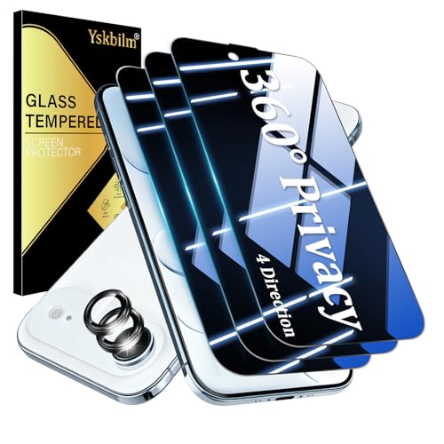(3+2 Pack) 360° Privacy Screen Protector for iPhone 17 Air 【4 Way Anti Spy】 + Camera Lens Protector,9H Shatterproof, Anti-Peep,Bubble-Free, Case Friendly Easy Installation Frame Included - size: iPhone 17 Air