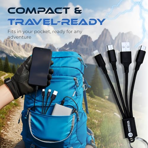 Nocqua 4-in-1 Multi Charging Cable - 5” USB C Fast Charging Cables