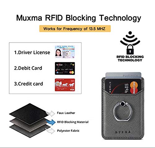 Card Holder for Phone Case 2Pc, RFID Leather Phone Wallet with Ring | Phone Wallet Stick On Back Of Phone Case.Credit Card/ID/Pocket Phone Card Holder for iPhone Andriod. Viewing Freely - color: Black