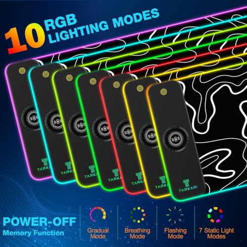 TARKARI 15W Magnetic Wireless Charging RGB Mouse Pad, 800x300mm Topographic - color: Black White