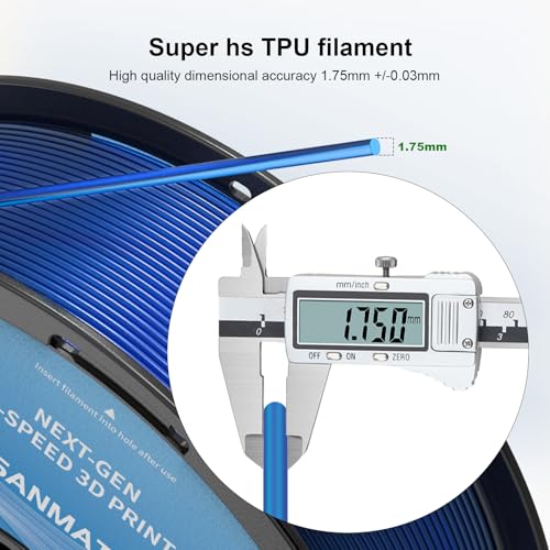 iSANMATE 95A TPU Filament Bundle 1.75mm, Clear Blue & Clear, 1kg*2 | High Speed HS / HF; Flexible TPU 95A; 3D Printer Filament for FDM 3D Printers; 1kg/2.2lbs; 50-100mm/s - color: Clear Blue & Clear, size: TPU-HS-95A