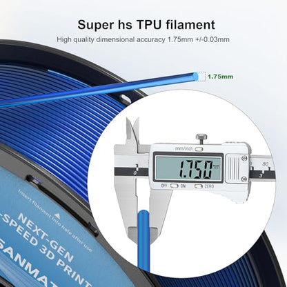 iSANMATE 95A TPU Filament Bundle 1.75mm, Clear Blue & Clear, 1kg*2 | High Speed HS / HF; Flexible TPU 95A; 3D Printer Filament for FDM 3D Printers; 1kg/2.2lbs; 50-100mm/s - color: Clear Blue & Clear, size: TPU-HS-95A