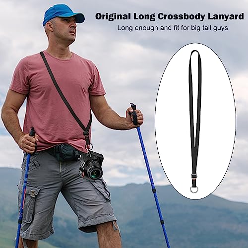 Dual-use Adjustable Lanyard End-to-end Connection Lanyard Anti-lost Neck Strap Holder for Keys Wallet Camera - color: Black Lanyard, size: Long Crossbody Lanyard - Cotton