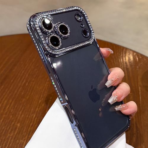 Glitter Diamond Case for iPhone 17 Pro Max Clear Built in Shiny Camera Protector 17 Pro Max Case Women Girls Cute Bling Sparkle Luxury Plating Soft TPU Shockproof Protective Phone Cover 6.9", Blue - color: Blue, size: For iPhone 17 Pro Max 6.9"