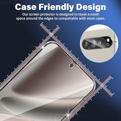 letosan 3 Pack for Google Pixel 10 Pro Screen Protector Tempered Glass + 3 Pack Camera Lens Protector, Military Grade Shatterproof, 9H Hardness, Fingerprint Unlock,Case Friendly 6.3 Inch - size: Pixel 10 Pro 6.3 Inch