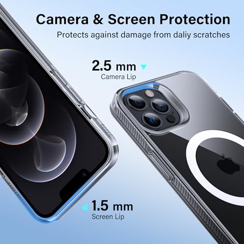 Supdeal Magnetic Clear Case for iPhone 12/12 Pro, [Compatible with MagSafe] [Non Slip Bumper & Not Yellowing] Military Grade Shockproof Transparent Silicone Phone Cover, 6.1", Transparent - color: Transparent, size: iPhone 12/12 Pro