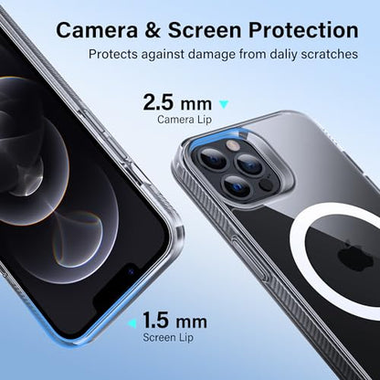 Supdeal Magnetic Clear Case for iPhone 12/12 Pro, [Compatible with MagSafe] [Non Slip Bumper & Not Yellowing] Military Grade Shockproof Transparent Silicone Phone Cover, 6.1", Transparent - color: Transparent, size: iPhone 12/12 Pro