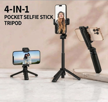 Mini Foldable Selfie Stick Tripod Stand, 360° Rotatable Portable Travel Phone Holder, Universal Smartphone Mount for Self‑Shooting & Live Streaming-Black - color: Black
