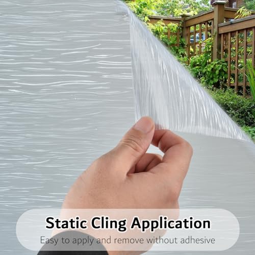 VELIMAX Frosted Window Privacy Film Non Adhesive Window Cling Removable Glass Covering Clear Water Opaque Window Film for Home Anti UV 23.6x78.7 inches - color: Translucent, size: 23.6"x78.7" (60x200cm)