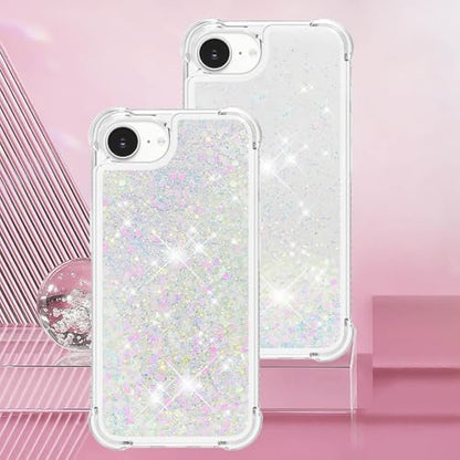 Bling Glitter Case for Apple iPhone 16e.Liquid White | Soft TPU Sparkly Flowing Liquid Floating Clear Case for Women Girls Cover for Apple iPhone 16e - color: White