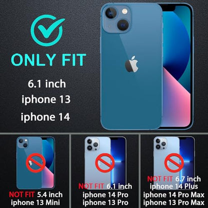 YKHJKLEC iPhone 13/14 Military Grade Case, 3 in 1 Heavy Duty Shockproof/Drop Proof/Dust Proof With 2Pcs Tempered Glass Screen Protector (Black/Grey) - color: Black/Grey