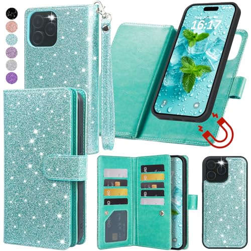 Varikke for iPhone 13 Pro Case Wallet Magnetic Detachable Bling, Mint Green - color: (Standard) Mint, size: iPhone 13 Pro 6.1"