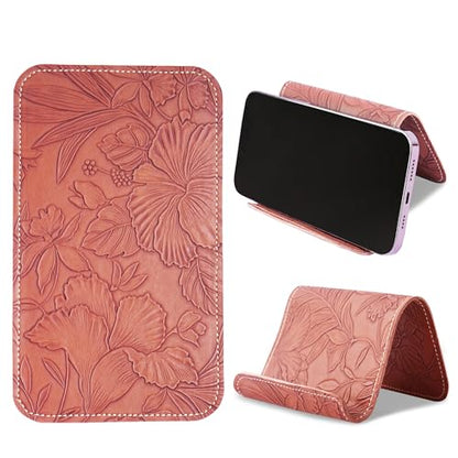 Airplane Travel Essentials for Flying Flex Flap Cell Phone Holder & Flexible Tablet Stand for Desk, Bed, Treadmill, Home & in-Flight Airplane Travel Accessories(1-Carved Brown) - color: 1-Carved Brown